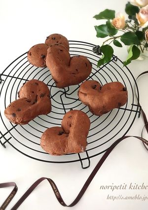 簡単♡かわいいハートのチョコチップパン♡-レシピのメイン写真