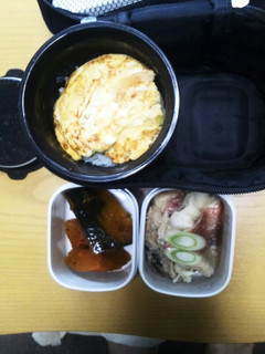 今日の弁当オムレツ-カボチャ煮物-魚酒蒸-レシピのメイン写真