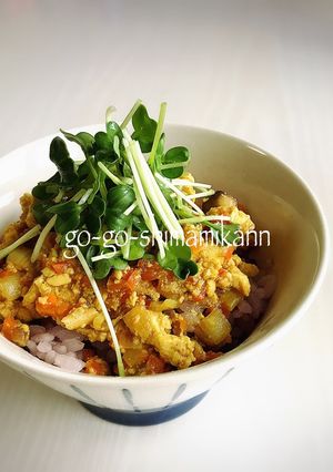 ヘルシー♡カレー味の豆腐丼-レシピのメイン写真