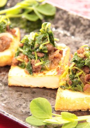 厚揚げステーキ豆苗そぼろのせ-レシピのメイン写真
