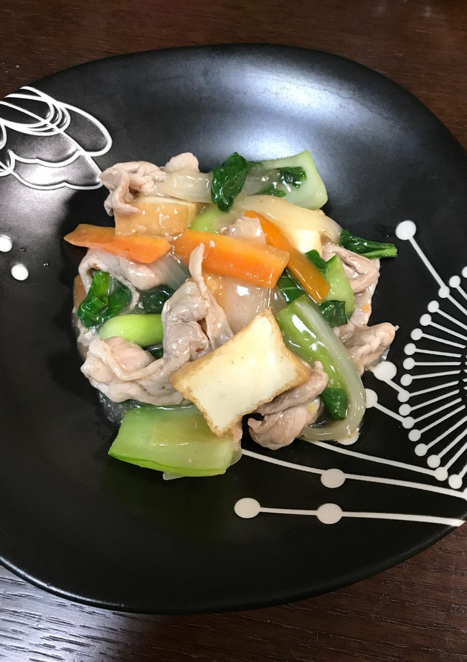 豚肉とチンゲン菜と厚揚げの中華炒め-レシピのメイン写真