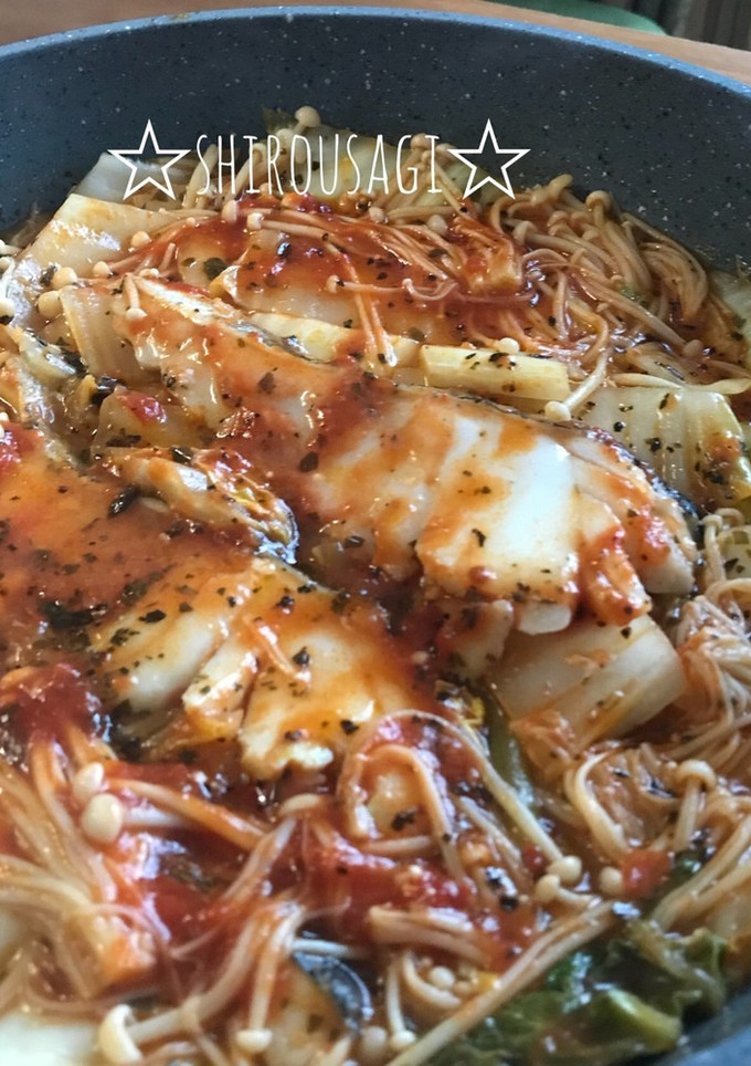 蒸し煮で簡単！タラと白菜のトマトソース煮-レシピのメイン写真