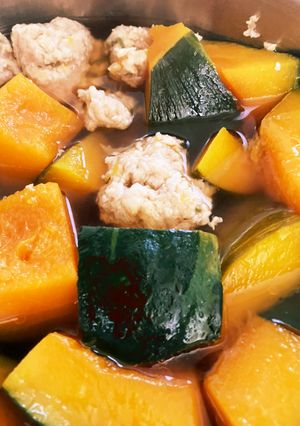 ［覚書］かぼちゃとつくねの煮物-レシピのメイン写真