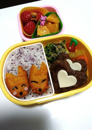 キャラ弁に☆ナゲットで簡単にきつね♪-レシピのメイン写真