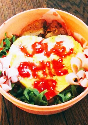 簡単・ハートののオムライス弁当-レシピのメイン写真