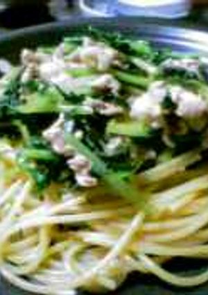 水菜と豚肉のパスタ-レシピのメイン写真