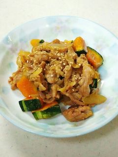 かぼちゃと豚肉の甘辛炒め-レシピのメイン写真