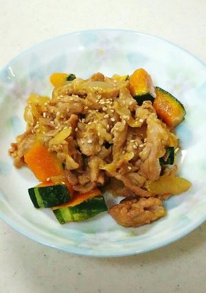 かぼちゃと豚肉の甘辛炒め-レシピのメイン写真