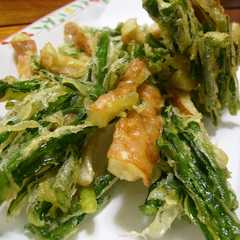 A picture of ニラとちくわのかき揚げ.