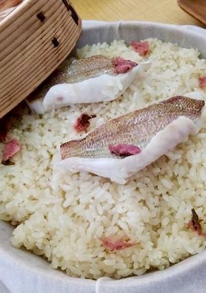 鯛と桜のおこわ蒸籠蒸し-レシピのメイン写真