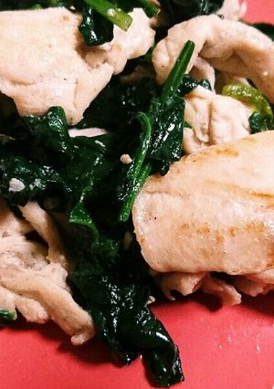 むね肉スライスとほうれん草和風炒め☆-レシピのメイン写真