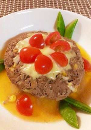 レンジ蒸しハンバーグ❤野菜もソースもIN-レシピのメイン写真
