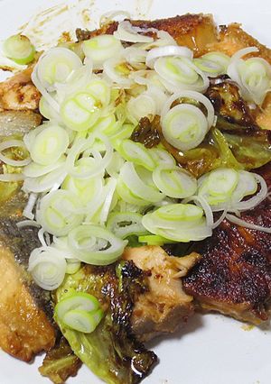 鮭のネギ乗せ味噌バター焼き-レシピのメイン写真