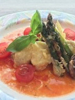 鱈とアスパラのチーズ焼きトマトソースがけ-レシピのメイン写真