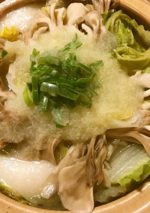 鍋焼き力うどん●おろし餡かけの鶏野菜鍋で-レシピのメイン写真