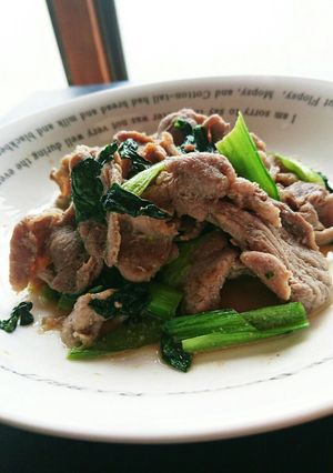 豚肩肉と小松菜の鶏ガラ炒め♪-レシピのメイン写真