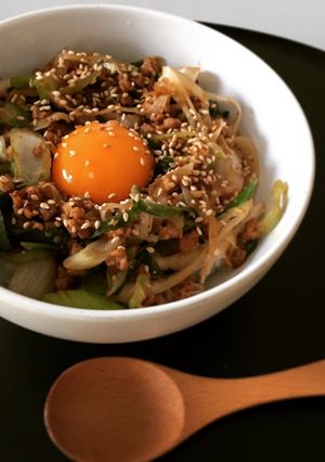 大豆のお肉で！ヘルシーねぎ玉丼-レシピのメイン写真