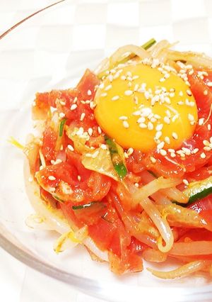 ビールのお供に！簡単生ハムユッケ♪-レシピのメイン写真