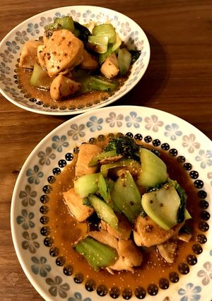 鶏ムネ肉とチンゲンサイの粒マスタード炒め-レシピのメイン写真