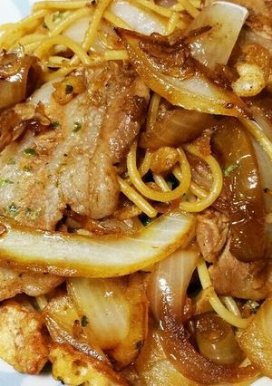 超簡単豚肉と桜えびのソーススパ-レシピのメイン写真