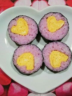 【巻き寿司】ハートの卵焼き♡-レシピのメイン写真