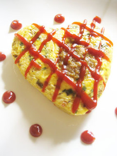 バレンタイン♡とろふわハートオムレツ-レシピのメイン写真