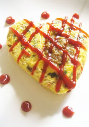 バレンタイン♡とろふわハートオムレツ-レシピのメイン写真