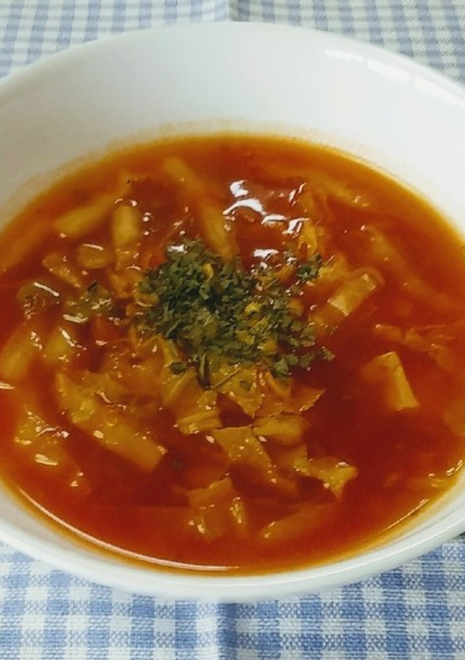 ミートソースと葉野菜のスープ-レシピのメイン写真