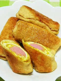カレーマヨ味!油揚げの魚肉巻き-レシピのメイン写真