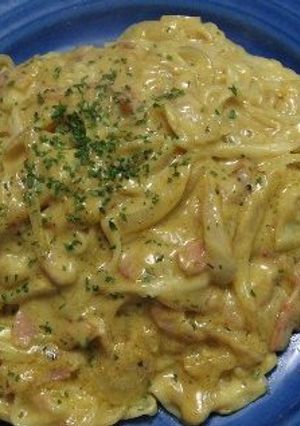 うどんでカルボナーラ（*^_^*）-レシピのメイン写真