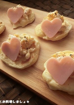 ふわふわ卵とハムのオープンパンケーキ-レシピのメイン写真