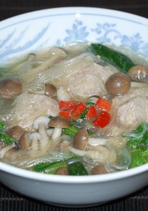 海老と生姜の肉だんご春雨スープ♪-レシピのメイン写真