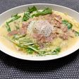 我が家の水菜たっぷり豆乳カルボナーラ