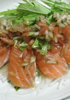 鮭と水菜のカルパッチョ-レシピのメイン写真