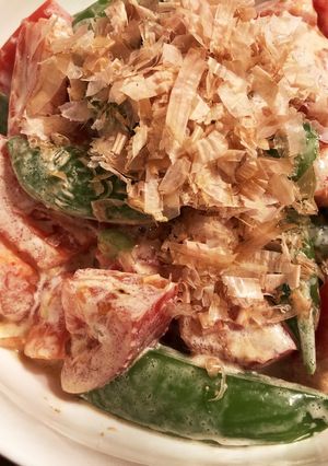 トマトとスナップえんどうの醤油マヨサラダ-レシピのメイン写真
