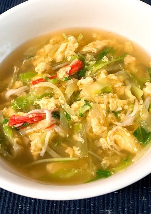 キャベツと水菜の卵スープ-レシピのメイン写真