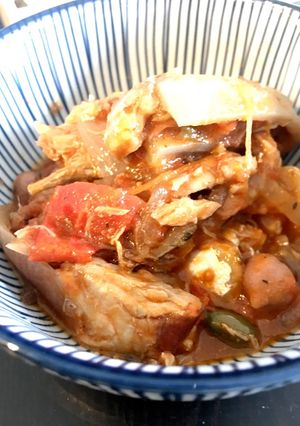 鯖とサクサク蓮根のトマト煮-レシピのメイン写真