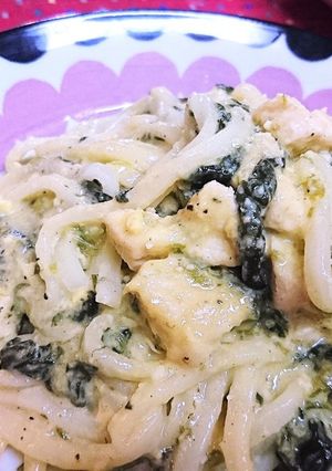 濃厚★美味【うどんのチキンカルボナーラ】-レシピのメイン写真