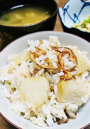 大根と里芋の混ぜご飯(蓮根チップ入り)-レシピのメイン写真
