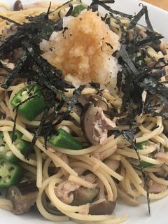 ツナ・オクラ・塩昆布の和風パスタ-レシピのメイン写真