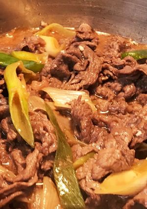 細切れ牛肉切り落とし牛肉で変わりすき焼き-レシピのメイン写真