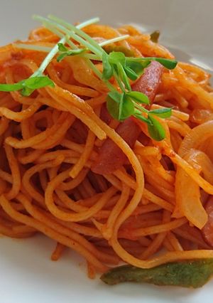 水漬けパスタの糸引くナポリタン-レシピのメイン写真