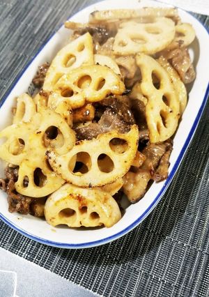 皮付レンコンと牛肉の味噌マヨオイスター炒-レシピのメイン写真