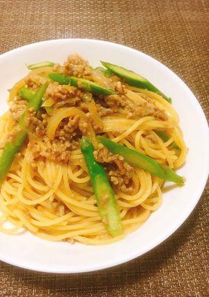 和風✤ひき肉とアスパラの味噌風味パスタ-レシピのメイン写真