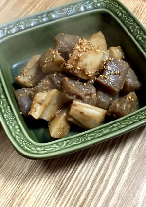 こんにゃくとれんこんの味噌炒め煮-レシピのメイン写真