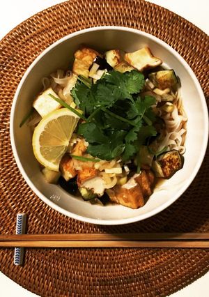 糖質0g麺で！なすと厚揚げのエスニック麺-レシピのメイン写真