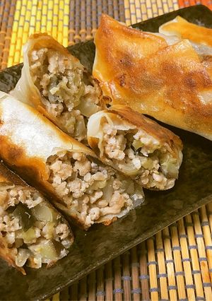 簡単！お弁当や朝食◎なすと肉味噌の春巻き-レシピのメイン写真