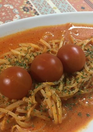もやしでダイエット？トマトスープパスタ風-レシピのメイン写真