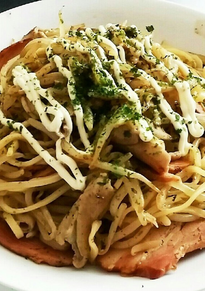 ラーメンの余りスープで作る豚骨焼きそば-レシピのメイン写真