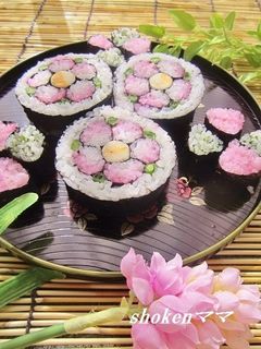 ひな祭りやお祝いに✿桃の飾り巻き寿司✿-レシピのメイン写真